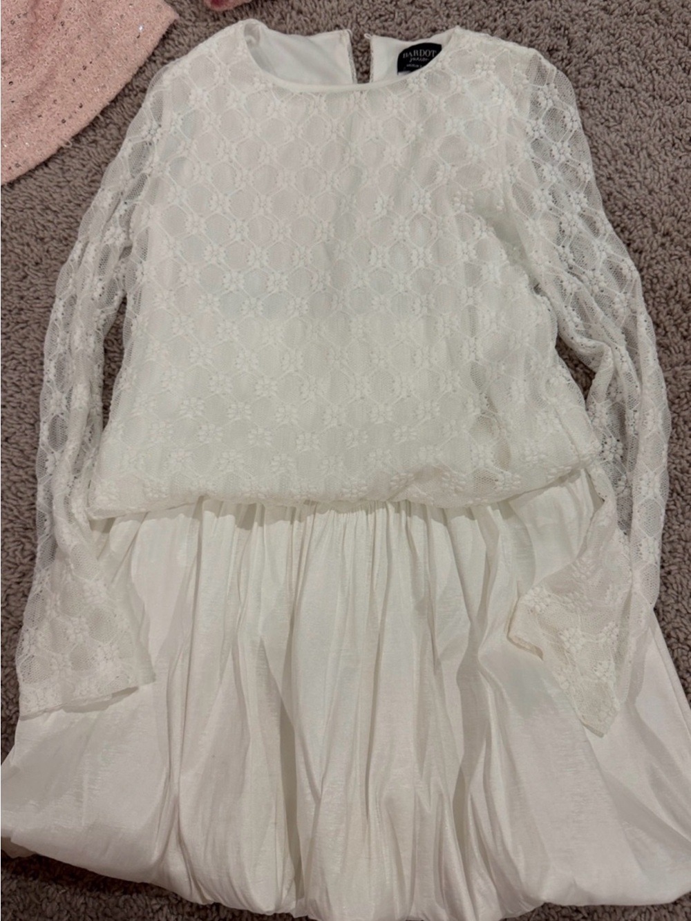 Bardot Kids Cream Lace Long Sleeve Dress Set